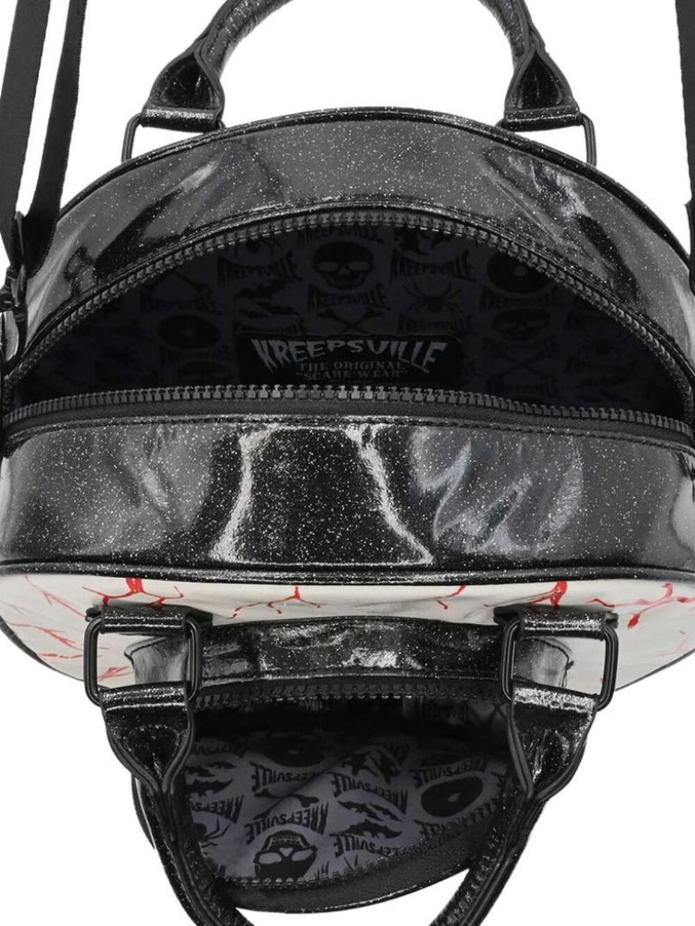 Eyeball Black White Green Glitter Backpack Purse Crossbody Multi-functional NWT - Picture 7 of 7